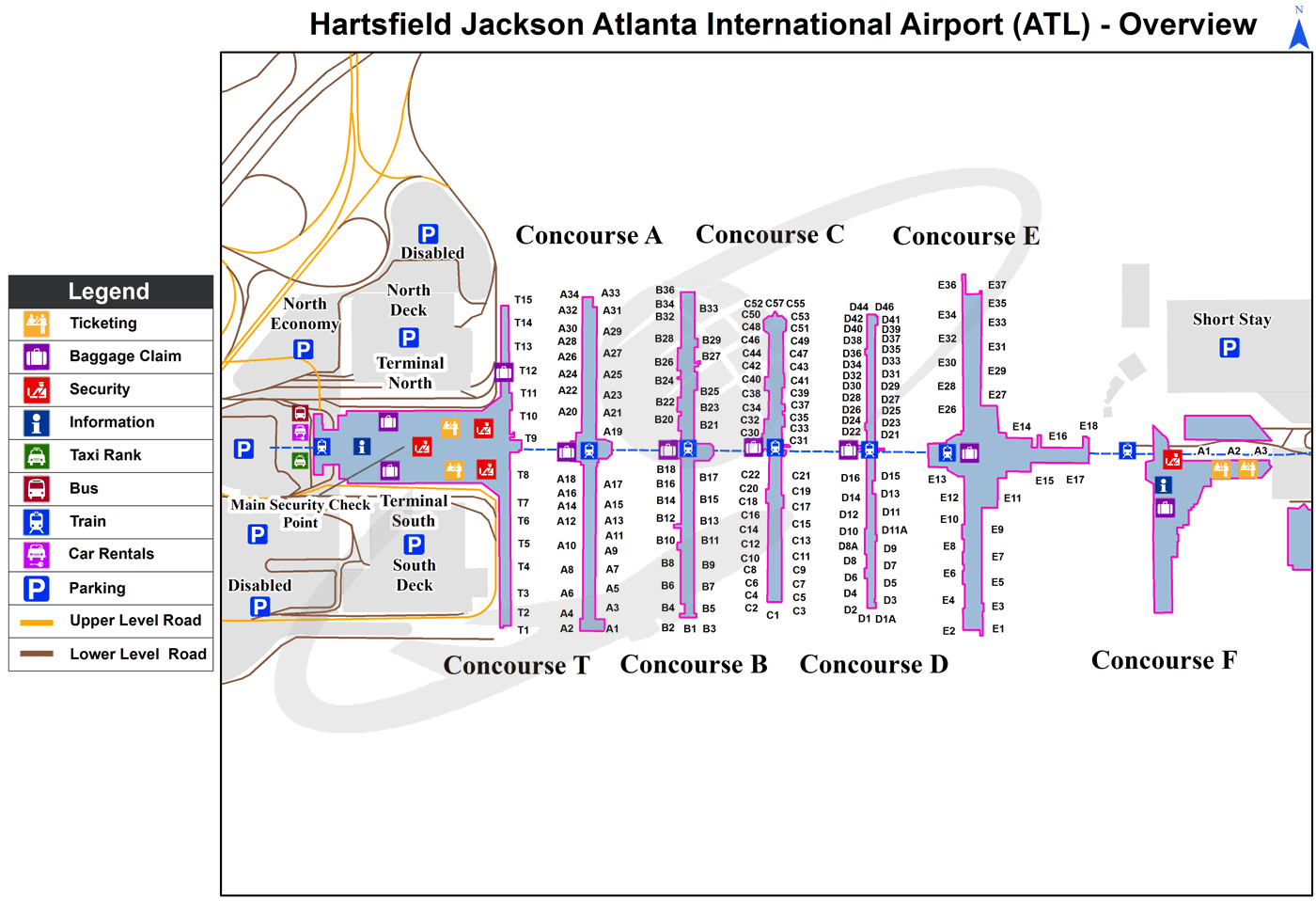 Atlanta Airport Domestic Terminal South Map 