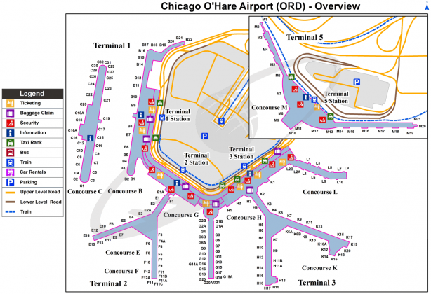 Chicago O'Hare (ORD) International Airport | Illinois - code, map ...