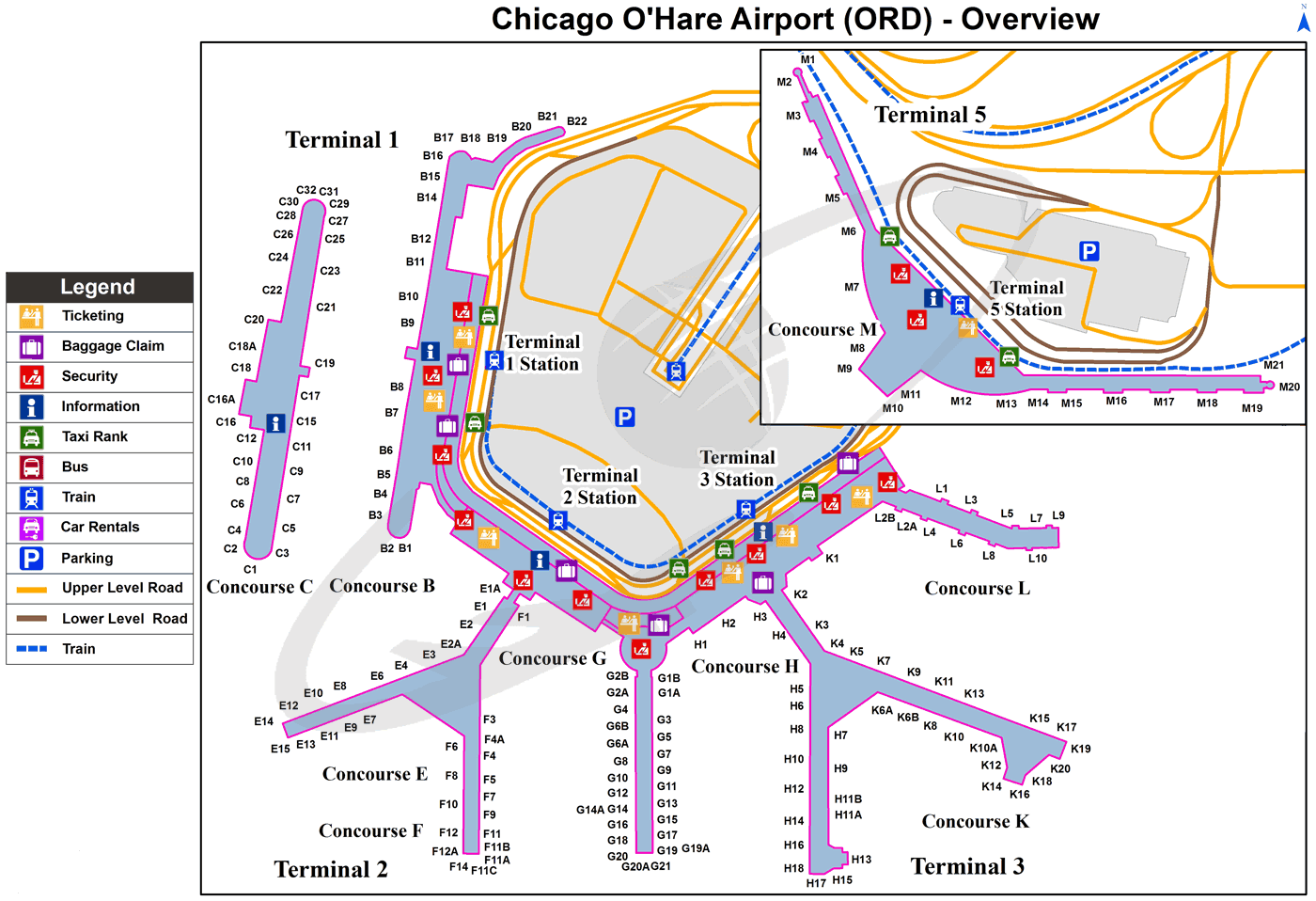 O Hare Airport Terminal Layout   ORD Overview Map 