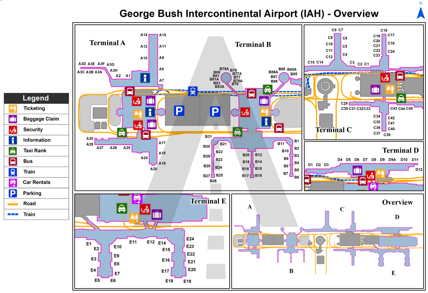 houston texas airport map Houston George Bush Iah Intercontinental Airport Texas houston texas airport map