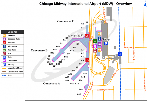 Chicago Midway (MDW) International Airport | Illinois - code, map ...