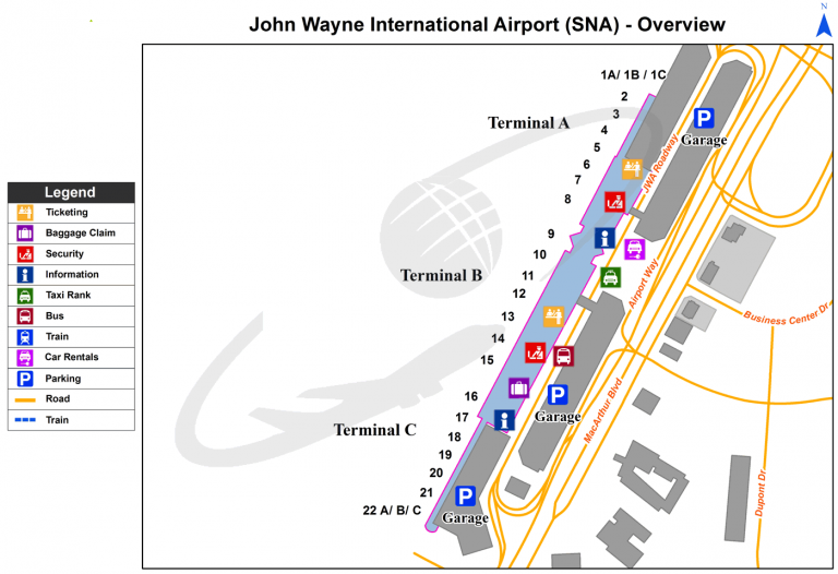 John Wayne Airport California Map United States Map   John Wayne Airport Map 768x526 