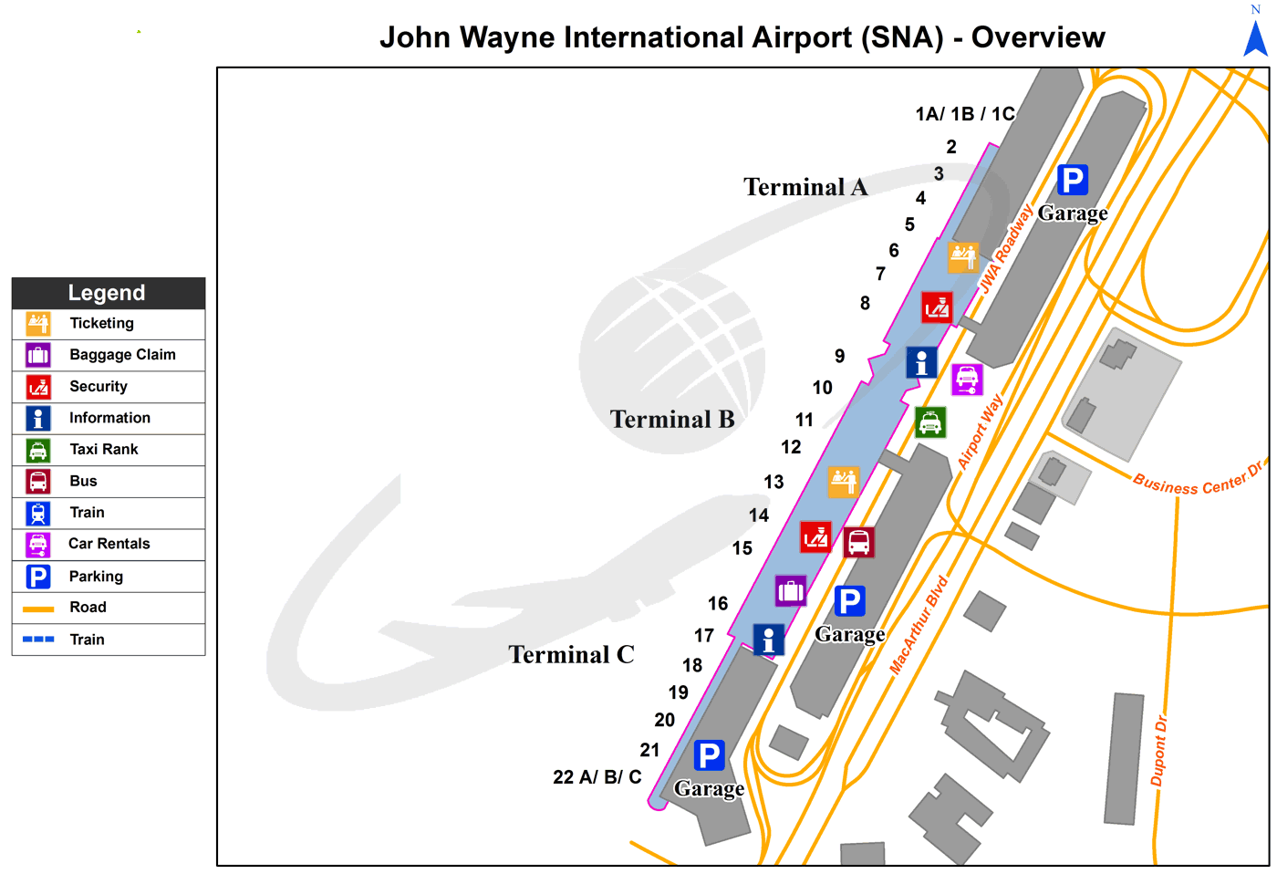 john wayne airport map