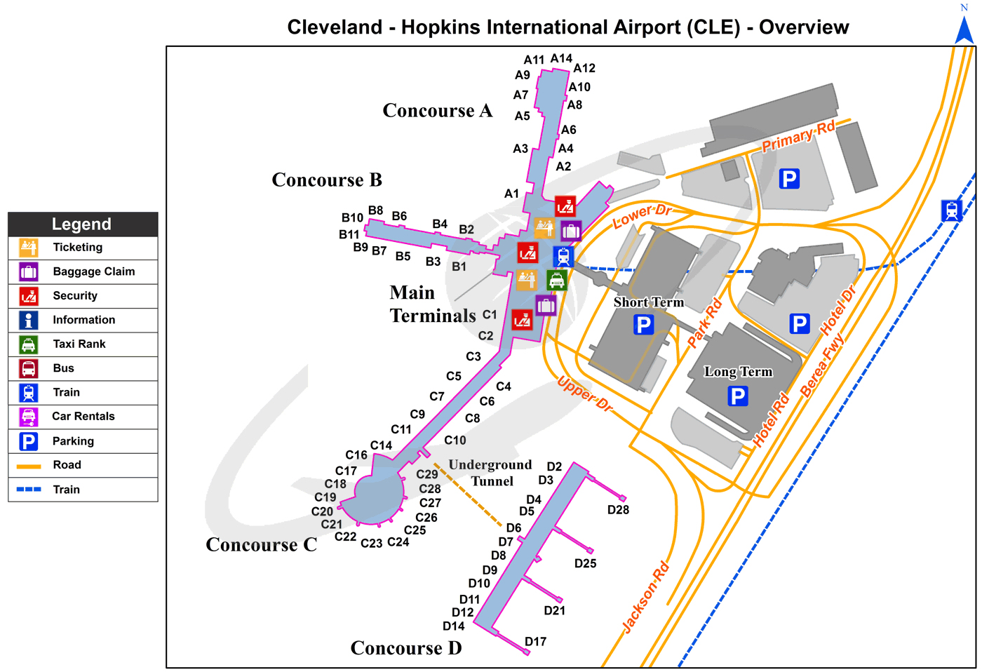 Cleveland Hopkins International Airport terminal map
