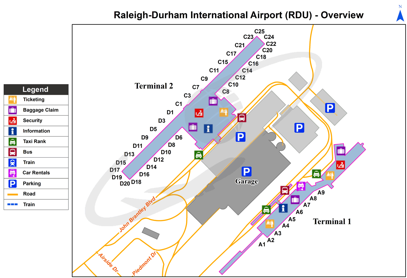 RDU Airport Terminal Map