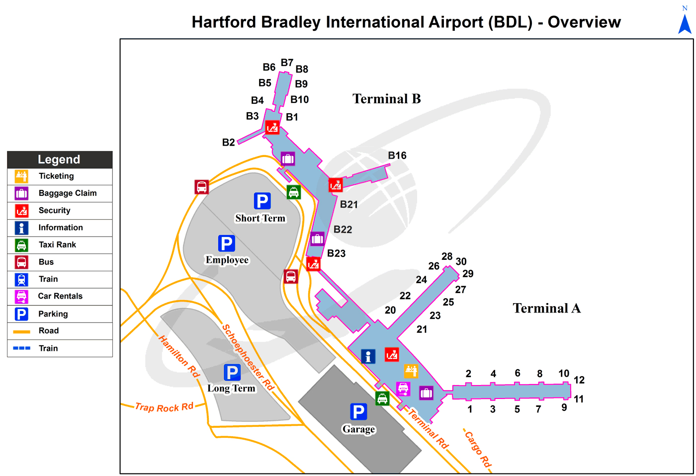 Bradley International Airport terminal map