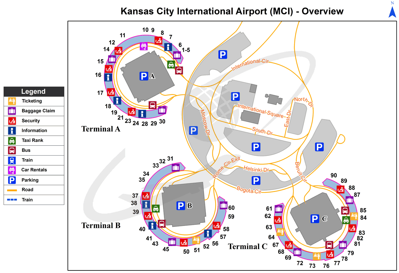 Kansas City International Airport terminal map
