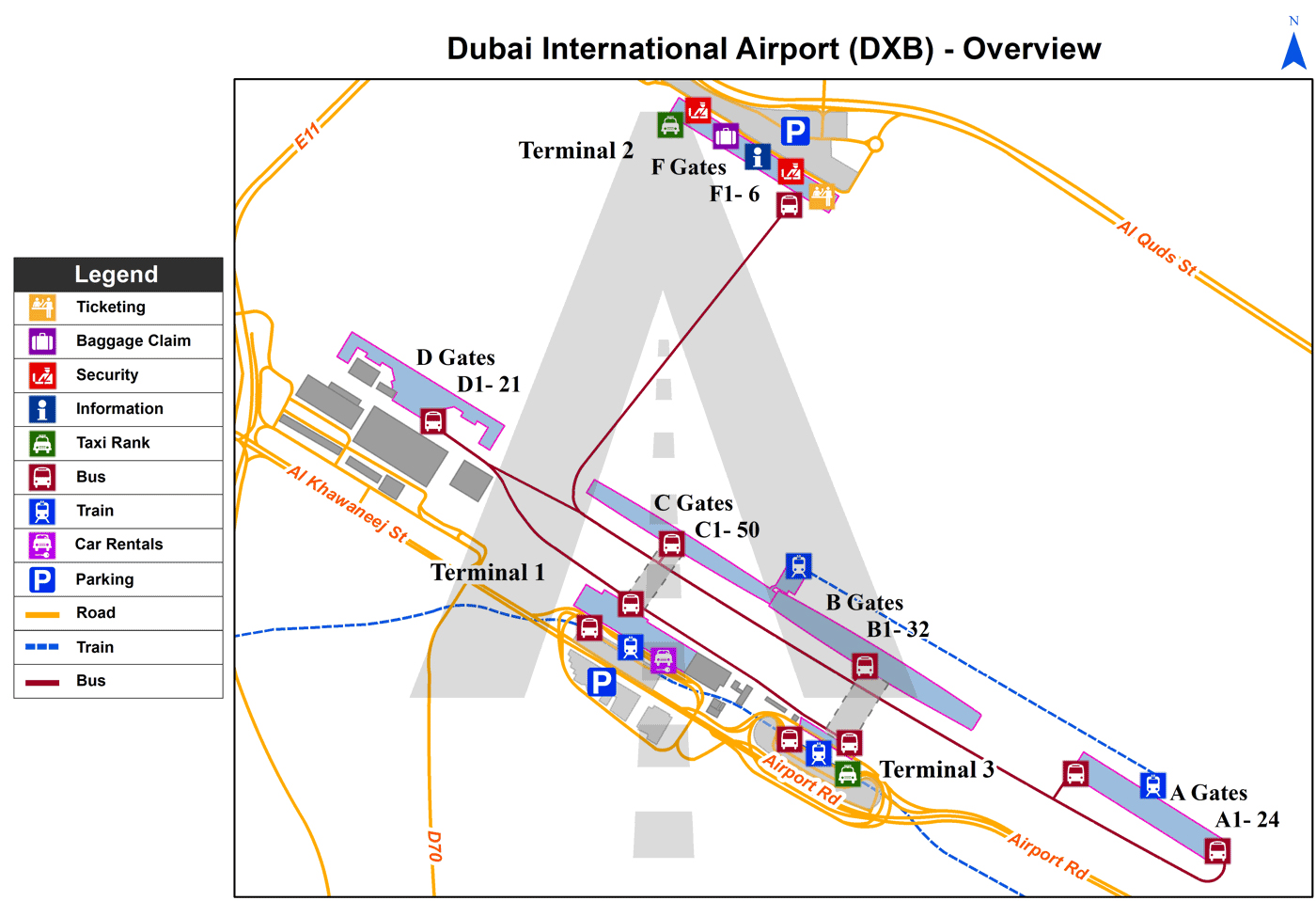 Dubai International Airport terminal map