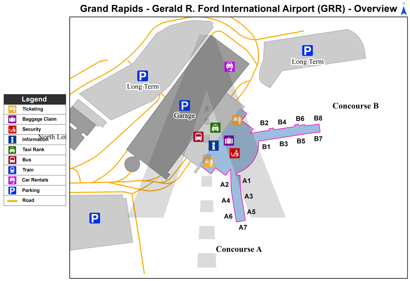 Gerald R. Ford Airport terminal map