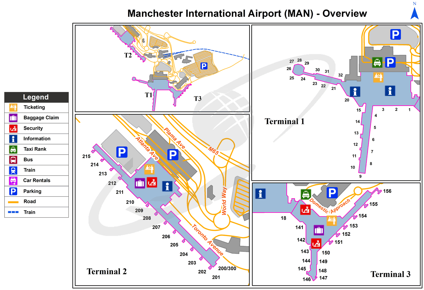 Manchester Airport terminal map