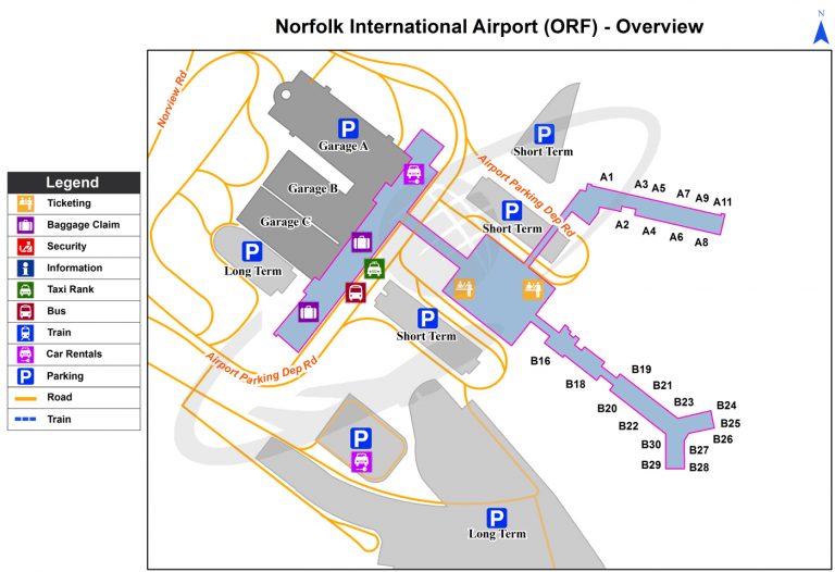 Norfolk International Airport Terminal Map 768x526 