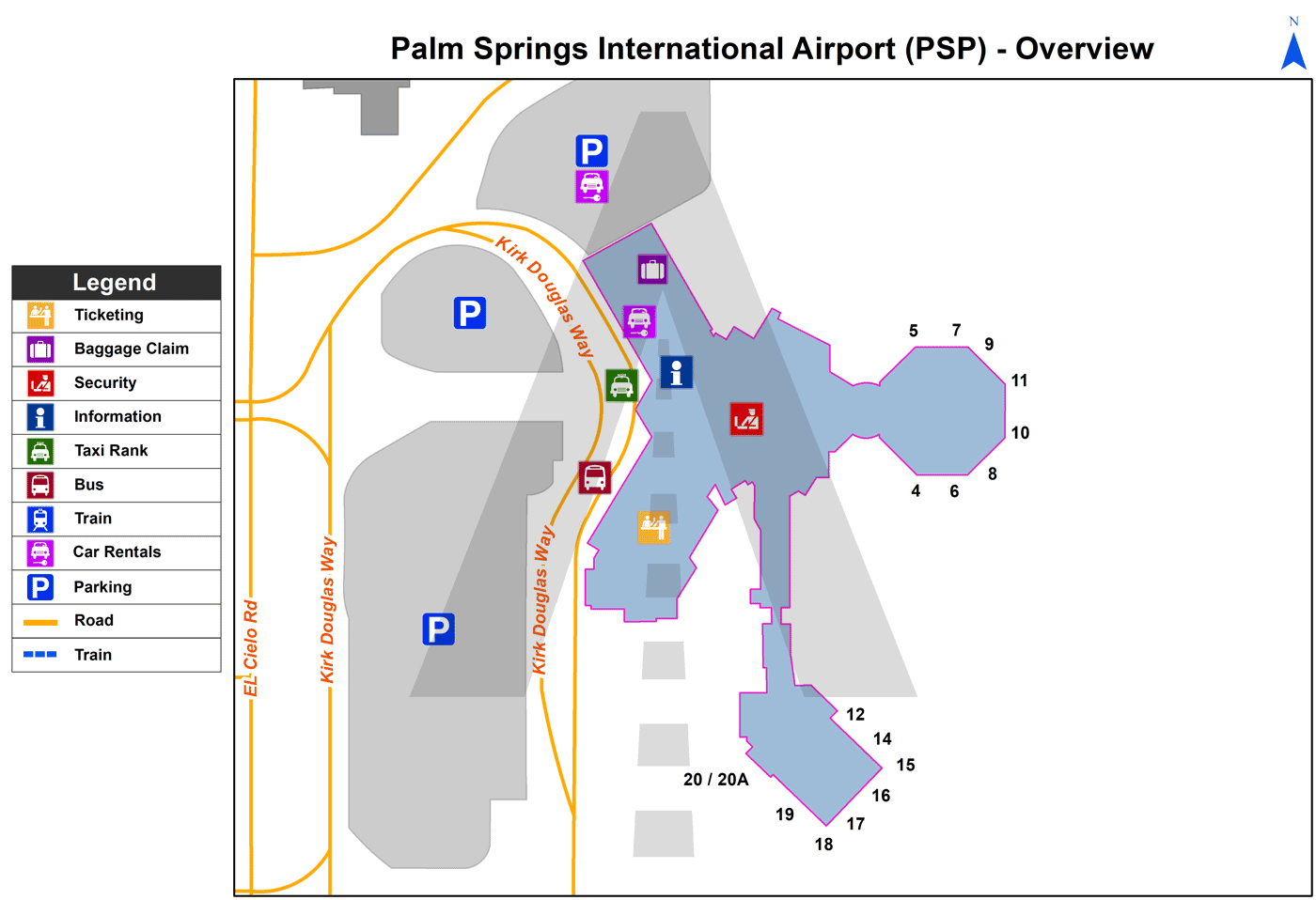 Palm Springs International Airport terminal map