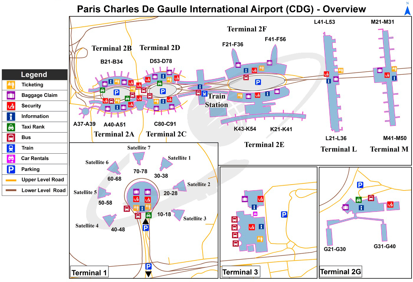 Charles de Gaulle Airport terminal map