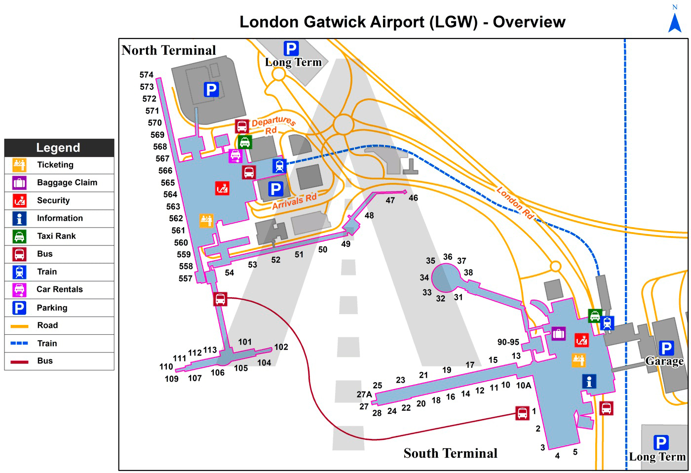 London Gatwick airport terminal map