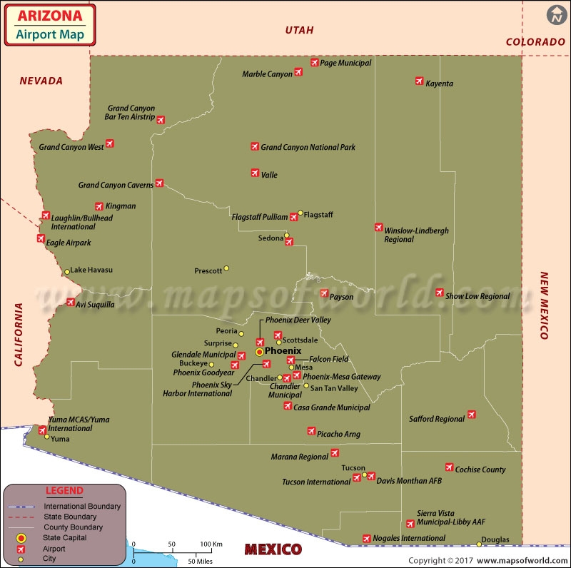 Arizona Airports Full Review — Maps and Travel Information | Airportix