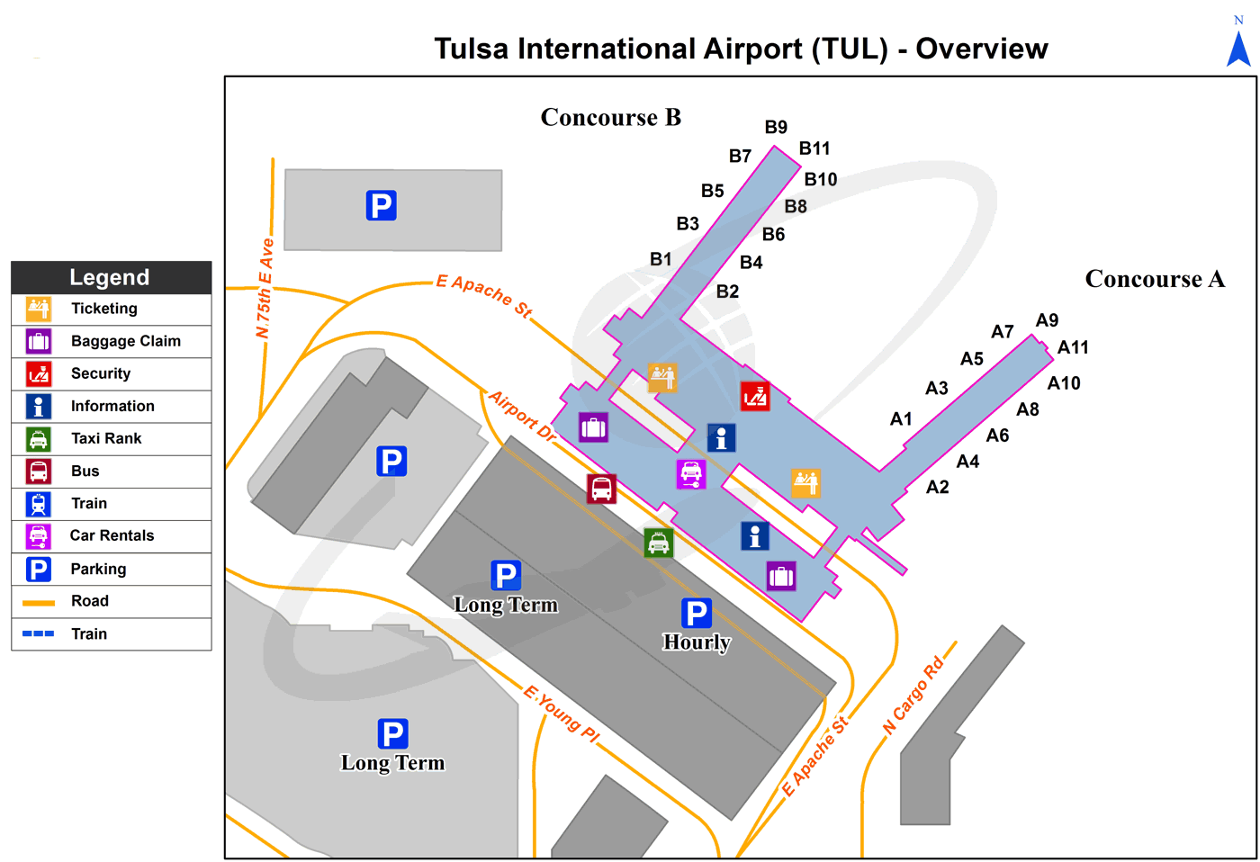 Airport TUL map