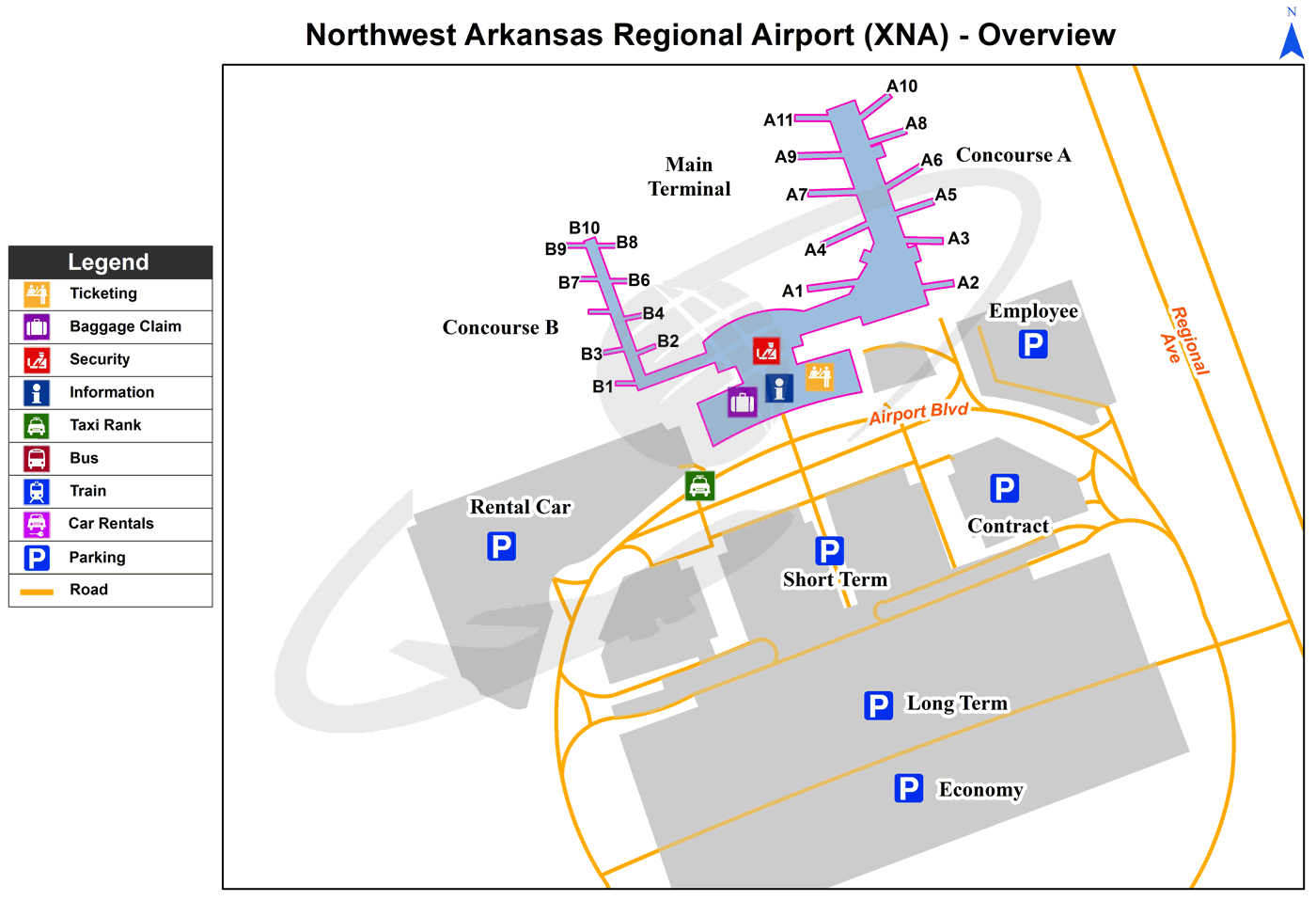 Airport XNA map