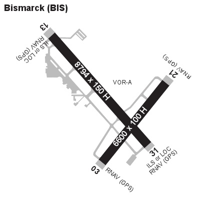 Bismarck Municipal Airport map