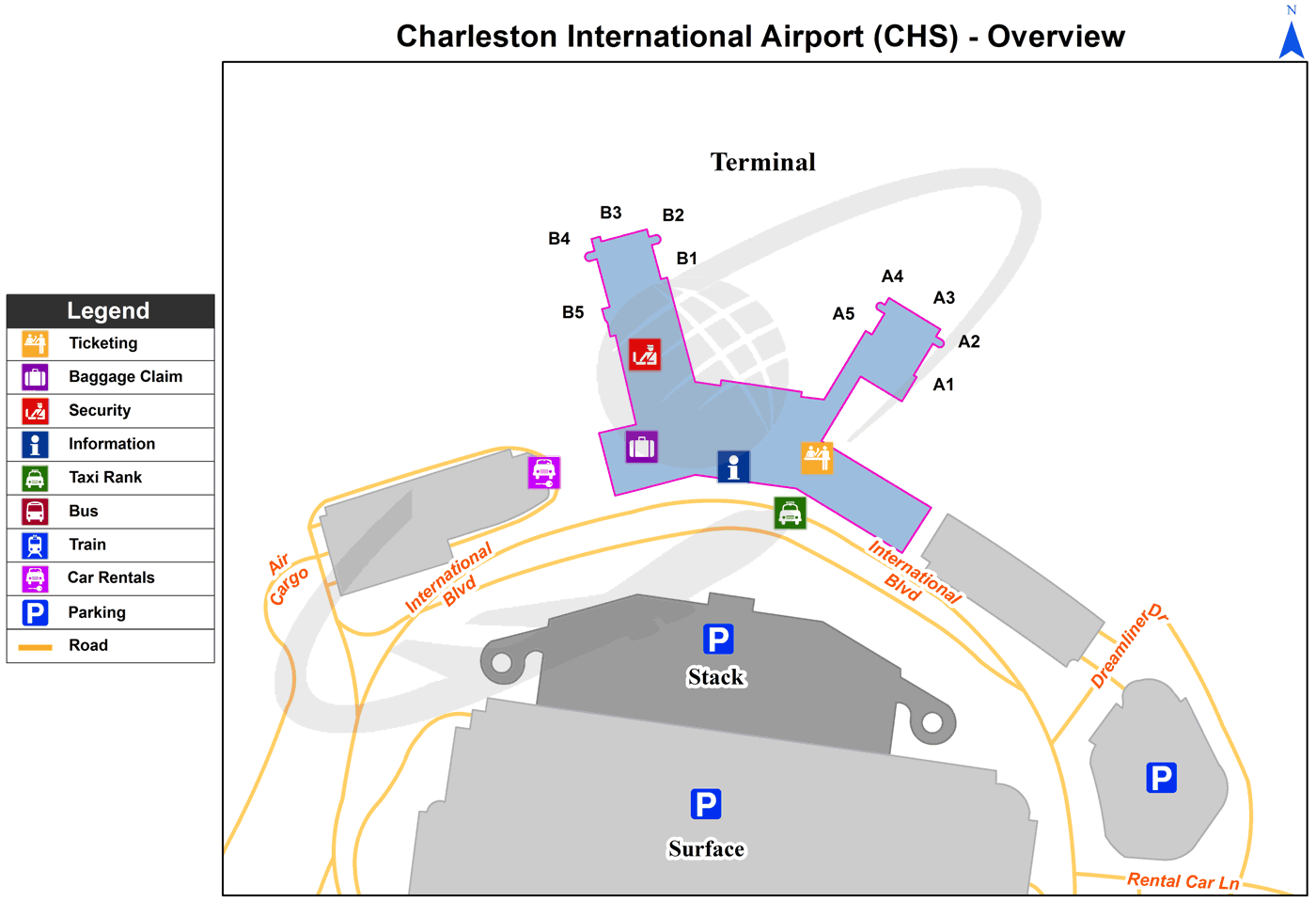 CHS Airport map