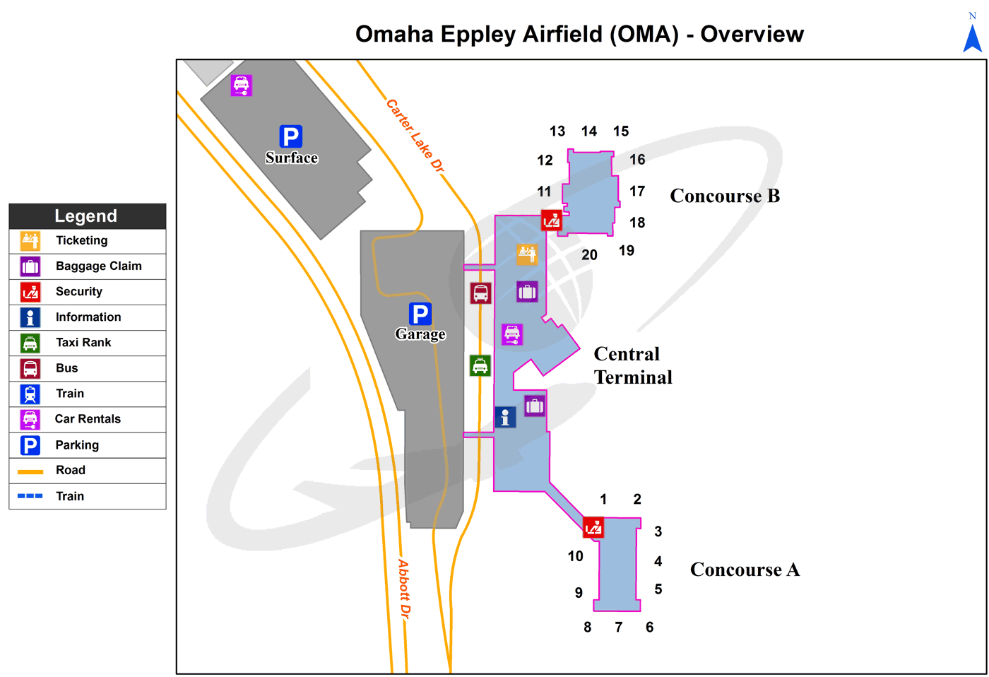 OMA Airport map
