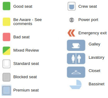 Seat map key Frontier Airbus A321