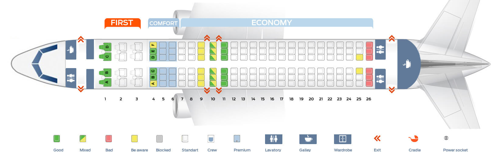 Delta A320 (A320 200) Seat Map - Airportix