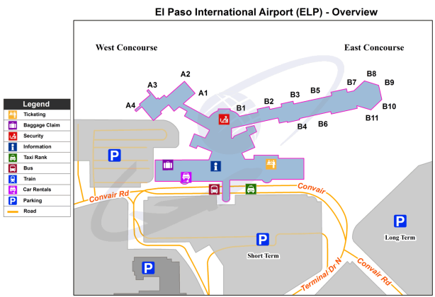 Elps Line Map El Paso Airport (ELP) | Texas