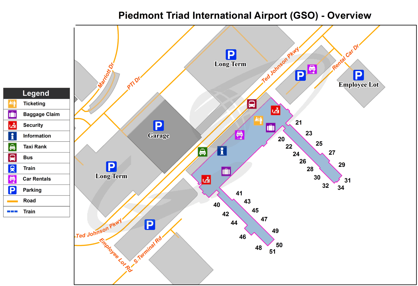 Piedmont Triad International Airport map