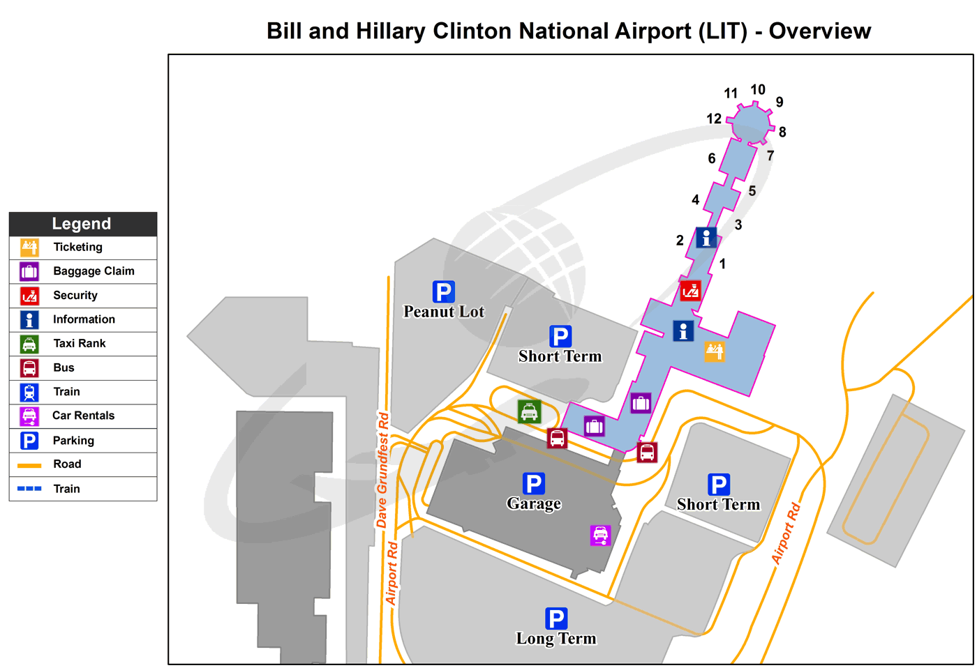 Bill and Hillary Clinton National Airport map