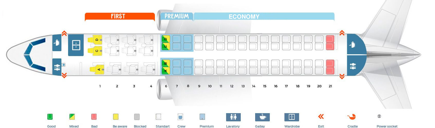 Embraer ERJ 175 Alaska Seat Map