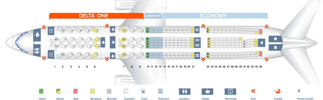 Delta A330-200 Seat Map