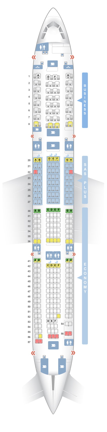 Airbus A330-300 SAS Seating Chart