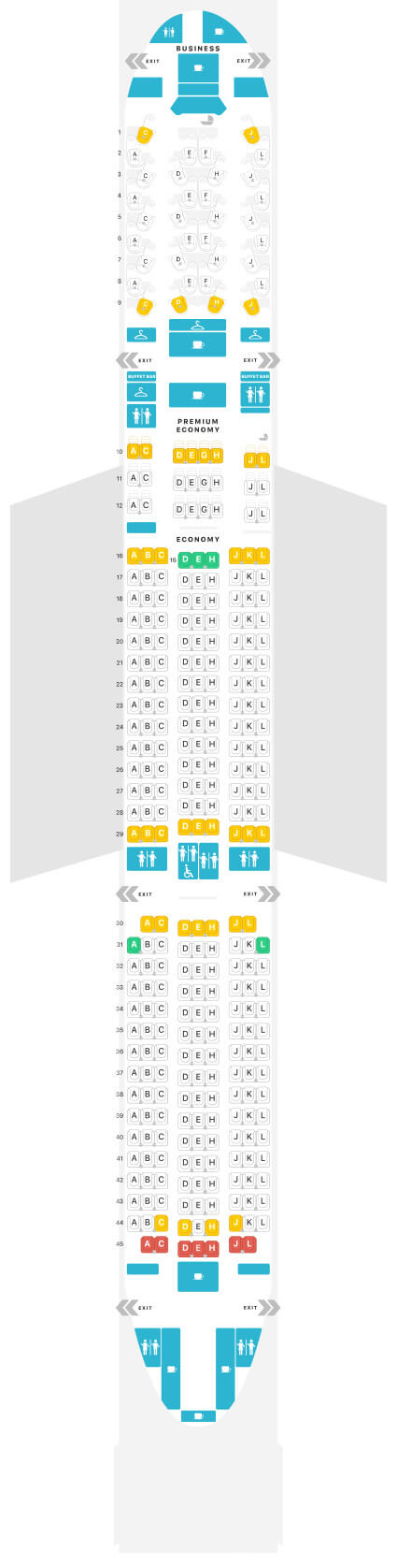 Airbus A350-900 Air France Seat Map